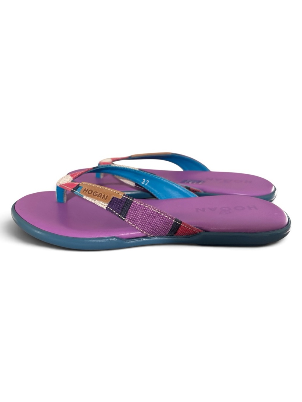 Hogan Ibiza Flip Flop Sandals Iris Purple Multicolor EU 37 / US 7